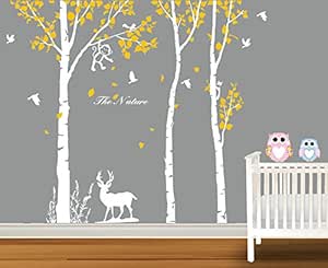 boodecal el reno de todo el color blanco árbol de abedul pegatinas de