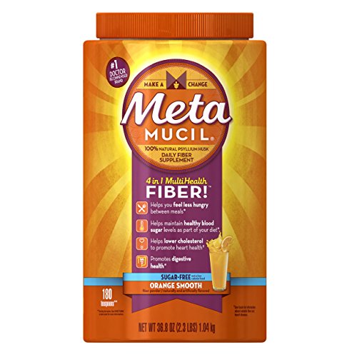 Metamucil Daily Fiber Supplement, Orange Smooth Sugar Free Psyllium Husk Fiber Powder, 180 Doses