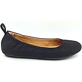SUN STONE Womens Black Pull Tab Cushioned Stretch Sibyyl Round Toe Slip On Flats Shoes 5 M