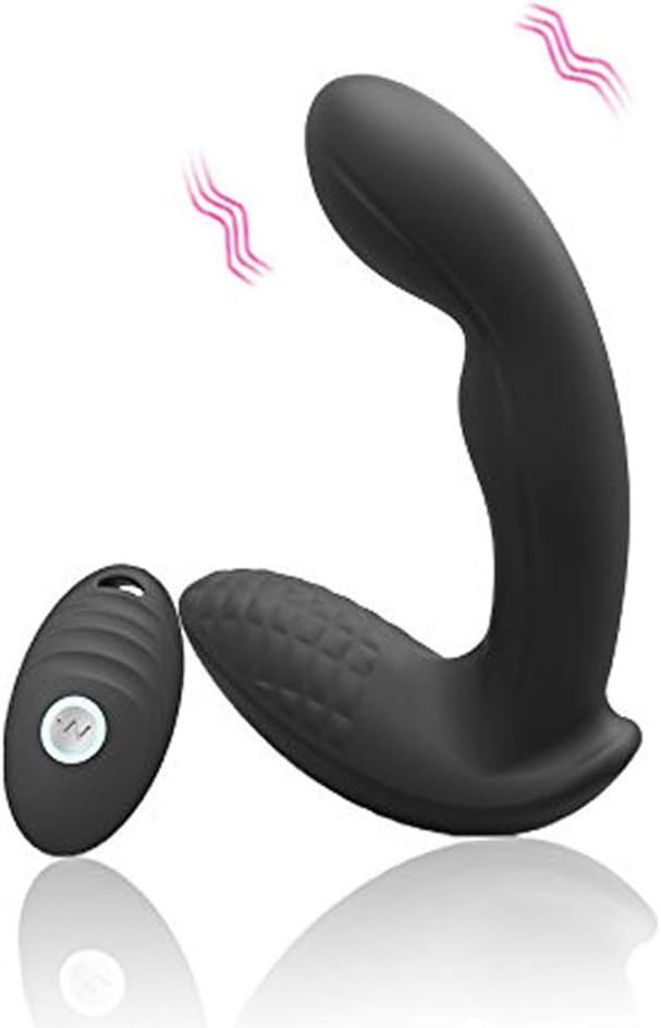 Electronic Waterproof Silicone Plug - Body Massage 10 Functions with Wireless Remote Control, Black