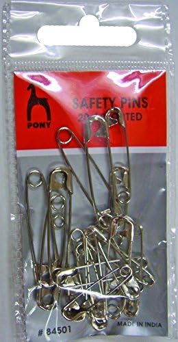 Pony Safety Pins - Nickel Rust Free -Assorted ,20 Pins In 1 Card, Set Of 5 Cards, Total 100 Safety Pins - Kushuworld
