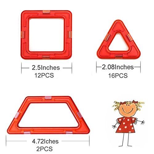 Quadpro 36 Piece Magnet Tiles Magnetic Building Blocks for Kids, Standard Set with Wheel