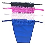 Pack of 4 Mock Camisole Clip-on Snappy Cami with Lace Overlay Modesty Panel (Black Pink Blue Hot Pink)
