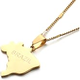 Stainless Steel Brazil Map Pendant Necklace Brasil Map Brazilian Jewelry Gifts