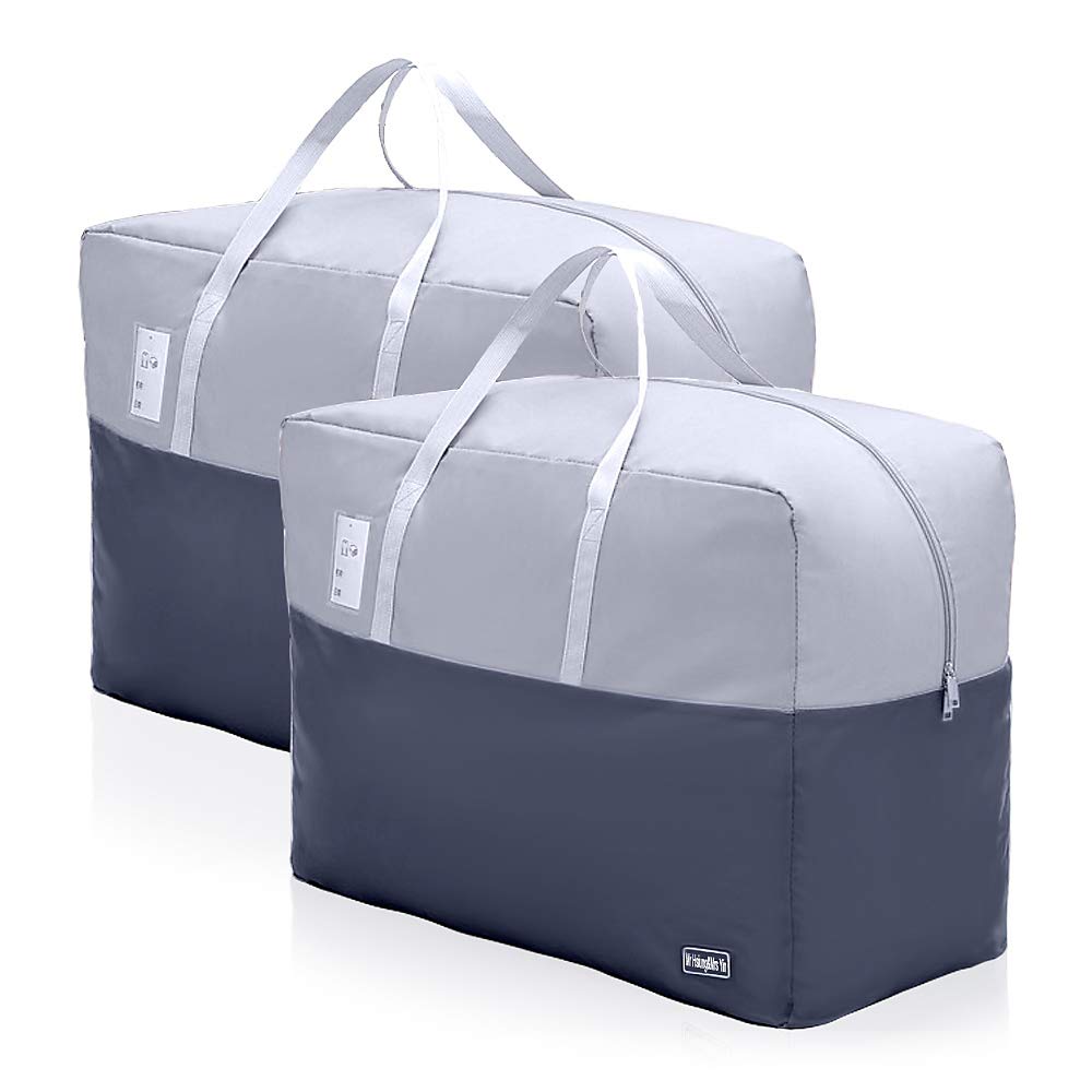 75L Clothes Storage Bags with Zips, 2 PCS Oxford Cloth Duvet Storage Bag King Size, Breathable Underbed Storage Bags for Clothes, Quilt, Blankets, Bedding, Sturdy Large Storage Bags, No-Smell