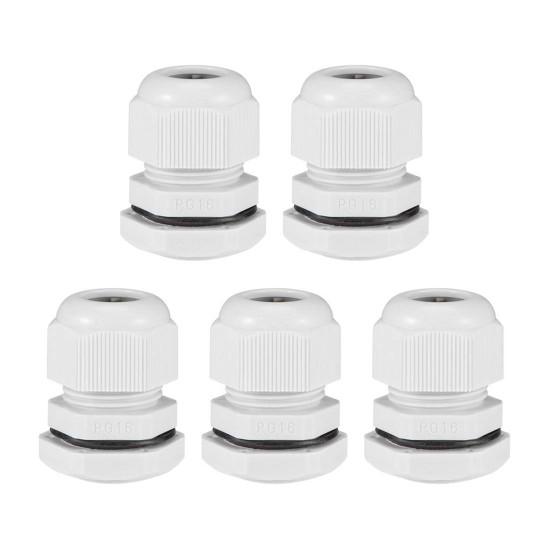 sourcing map 5Pcs PG16 Cable Gland 7mm-12mm Wire Hole Waterproof Nylon Joint Adjustable Locknut with Washer White