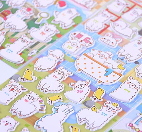 4 Sheets Cute Animal Puffy DIY Decorative Adhesive Sticker Tape/Kids Sheep Craft Scrapbooking Sticker Set for Diary, Album - Thumbnail 3