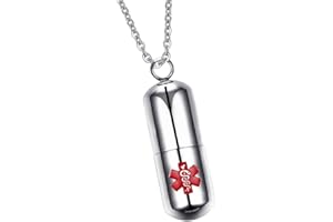 Jili Online Mini Medical Alert Design Waterproof Pill Holder Charm Pendant Necklace Pill Reminder