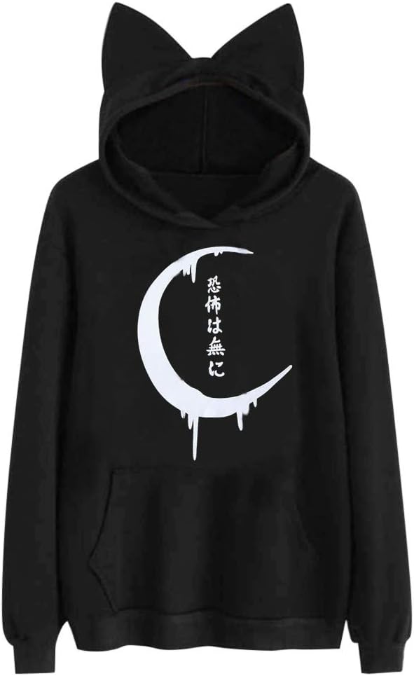 FORUU Women Christmas I'm a cat Print Comfy Soft Cute Teen Girls Casual Long Sleeve Velvet Hoodies Sweatshirt Pullover