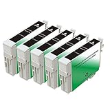 Abacus24-7 Remanufactured Ink Cartridges Replacement for Epson T069120, T0691, T069 (5xBlack, 5-Pack)
