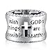 ANGEMIEL 925 Sterling Silver CZ Cross Charms with God All Things are Possible Fit European Snake Bracelets