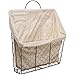 Country Rustic Wall-Mounted Metal Wire Hanging Magazine/Newspaper Storage Basket w/Beige Linen Fabric