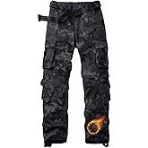GSGGIG Men's Fleece Lined Hiking Pants Camo Tactical Ski Pants Ripstop Winter Outdoor Work Cargo Pants with 8 Pockets