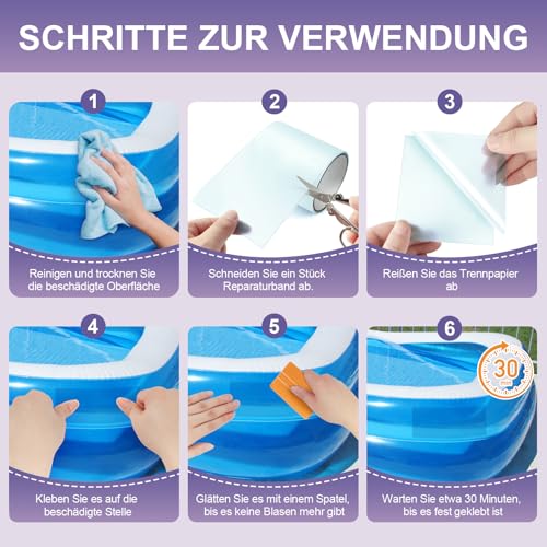 Swimming Pool Repair Kit, 10 cm x 300 cm Underwater Swimming Pool Patch, PVC Waterproof Pool Liner Repair Patch Self Adhesive Tubular Tape for Above Ground Swimming Pool Spa Inflatable Mattress and