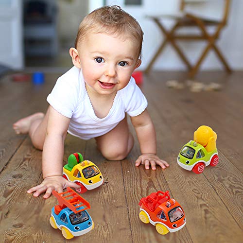 Pull Back Cars for Kids Friction Powered Car Toy Early Educational Toddlers Baby Toys Push & Go Engineering Construction Vehicles for 1 2 3 Years Old Boys - 6 Pieces