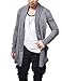 COOFANDY Mens Ruffle Shawl Collar Open Front Lightweight Long Length Drape Cape Overcoat Sweater with Pockets Grey Large