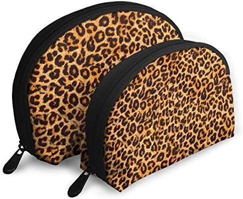 Leopard Print Animal Skin Portable Half Moon Makeup Storage Bag Travel Waterproof Toiletry Organizer