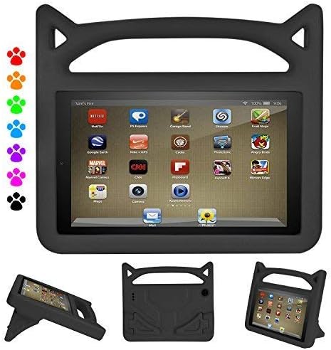 ThreeJ Fire HD 8 Tablet Case, Shockproof Handle Friendly Convertible Stand Kids Case for Fire HD 8 inch Tablet (Compatible with 7th and 8th Generation Tablets, 2017 and 2018 Releases), Black