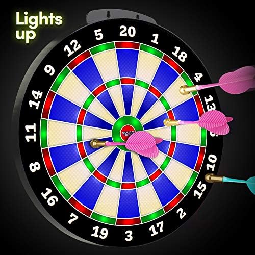 LIGHTUP Dart Board Game Innovative Illuminated Kids Safe Dartboard Set with Glowin