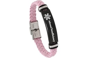 ZKXXJ Free Engraving Custom Medical Alert ID Bracelet for Men Women - Laser Engraved Medical Leather Wristband Sos Emergency Identification Bracelets Healthy ICE Allergy Bracelet for Him Her