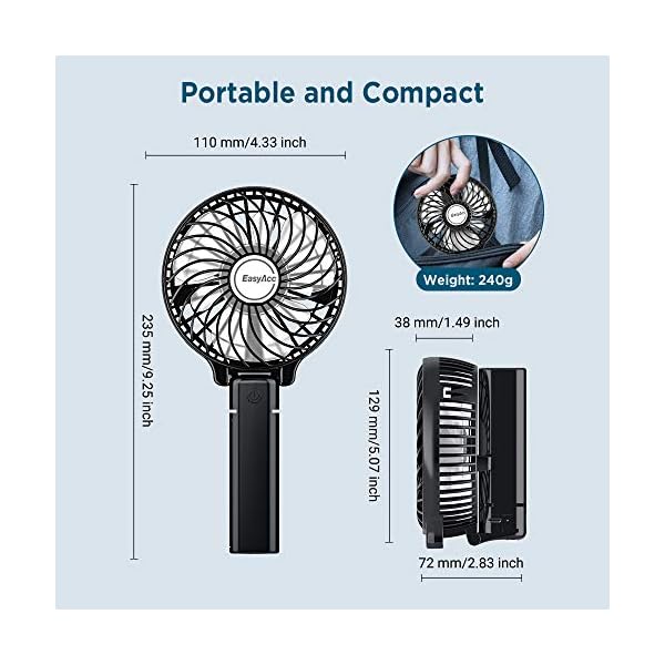 EasyAcc-Handheld-Electric-USB-Fans-Mini-Portable-Outdoor-Fan-with-Rechargeable-2600-mAh-Foldable-Handle-Desktop-for-Home-and-Travel-Black EasyAcc Handheld Electric USB Fans Mini Portable Outdoor Fan with Rechargeable 2600 mAh Foldable Handle Desktop for Home…