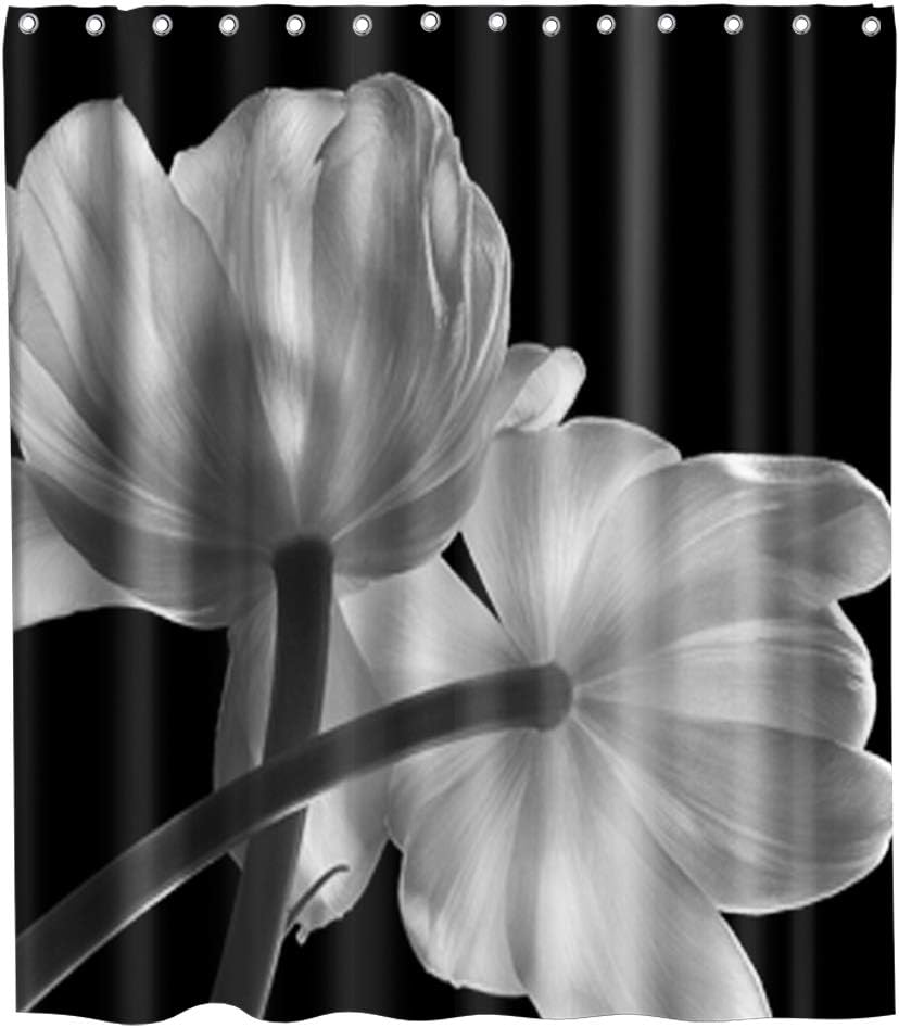 Lifeasy Black And White Flowers Shower Curtain Modern Simple Floral Theme Cloth Fabric Girls Bathroom Decor Set With Hooks Waterproof Washable 72 X 72 Inches Amazon Ca Home Kitchen