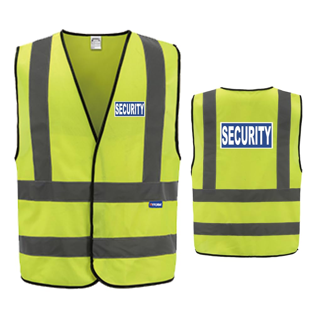 AYKRM Hi-Vis Yellow Security Vest - Reflective Safety Waistcoat, Sizes Up to 6-8XL