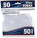 [50 White Forks] Plastimade Disposable Heavy Duty Plastic Cutlery,Great for Every Day Use, Home, Office, Party, Picnics, or Outdoor Events,