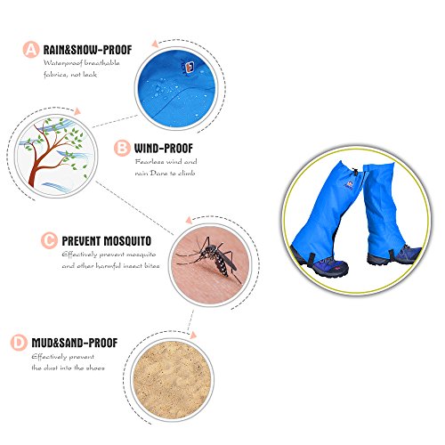 Tsonmall Hiking Gaiters Waterproof Breathable Snow Gaiters Leg for Men Womens Walking Climbing Hunting