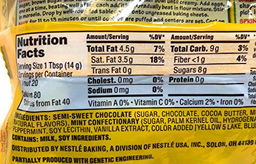Nestle Toll House Limited Edition Winter Dark Chocolate & Mint Baking Chip Morsels Bulk Pack of 4 Bags - 10 oz Per Bag - 40 oz Total