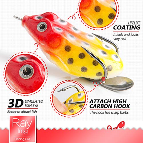 DONQL Topwater Froschköder, künstlicher Frosch-Angelköder-Set mit Angelbox für Barsch, Dogfish, Moschus, Schlangenkopf… – Bild 3