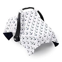 Navy Blue Anchor Infant Boy Car Seat Canopy Cover by The Peanut Shell