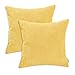CaliTime Throw Pillow Covers Pack of 2 Ultra Soft Solid Color Corduroy Striped Decorative Cushion Cases for Couch Bed Sofa 20 X 20 Inches Bright Yellow