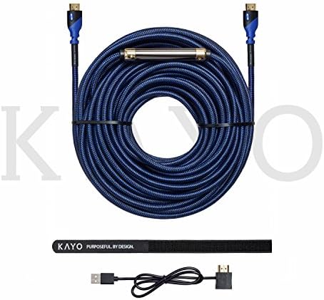 HDMI Cable 100 FT,KAYO High Speed HDMI1.4/2.0 Super HD 4K 2160p Cable(100ft/30Metres) w/Signal Booster+Bonus CABLE TIE+USB Charger,Supports-4K HD 2160p/1080p,3D,Ethernet &amp; Audio Return,PS3/PS4,Xbox360