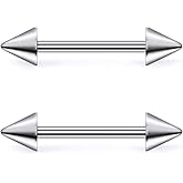 Gnznzko 14G 16G ASTM F136 Titanium Nipple Piercing Jewelry Straight Barbell Spik G23 Implant Grade Solid Titanium Nipple Bars Piercing Rings Jewelry for Women Men 12mm 14mm 16mm