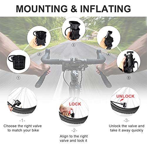image for Hopopro Mini Bike Pump Bike Tire Pump Mini-Sized Bike Floor Pump Bike 
