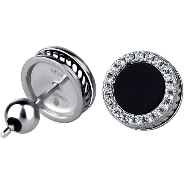 SILVER925 ONYX STUD EARRINGS /シルバー/ピアス Amazon.com: ChicSilver Mens Stud Earrings Black Onyx