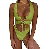 CHYRII Women's Sexy Cutout Lace Up Backless High Cut One Piece Swimsuit Monokini