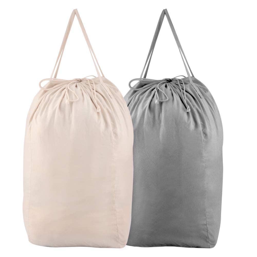 Photo 1 of MCleanPin Washable Laundry Bags with Handles,140L Dirty Clothes Storage for College Dorm or Travel, Laundry Liner Fit Most Laundry Hamper or Basket,2 Pack (Beige & Grey)
