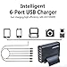 Quick Charge 2.0, ABLEGRID 60W Multi-port USB Charger 6 Ports Intelligent Desktop Charging Station Portable Travel Charger for iPhone iPad Samsung HTC Nexus and More (Black)