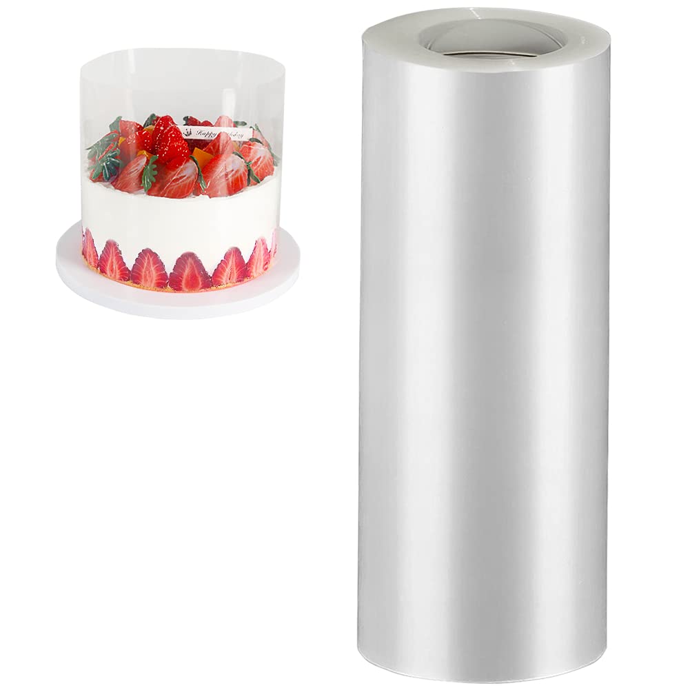 YQL Acetate Cake Collars 20cm x 10m, Acetate Sheets Transparent 8inch X 394inch, Acetate Roll for Large Cakes Chocolate Mousse Cake Decorating Crafting
