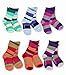 TeeHee Little Girls Cotton Crew Basic Roll Top Socks 6 Pair (6-8 Years, Indian Stripe)
