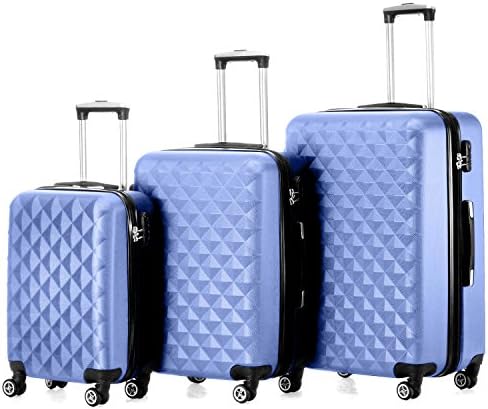 Timmari Hard Lightweight Expandable ABS Luggage Set – 29" + 26" + 21" Premium Quality Sturdy &amp; Durable Hardshell - Double Wheels – Strong Zipper &amp; Number Lock (Lavender Blue)