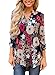 Chase Secret Womens Floral Printed V Neck Loose Caual Cuffed 3 4 Sleeve Blouses X-Large Dark Blue