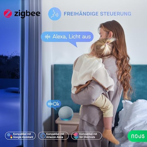A7Z ZigBee Smart Steckdose mit Energieüberwachung, 16A, App- & Sprachsteuerung, Zeitplan & Timer, Kompatibel mit Alexa, Google Home, Home Assistant, Tuya, ZigBee-Hub Erforderlich, 3 Pack