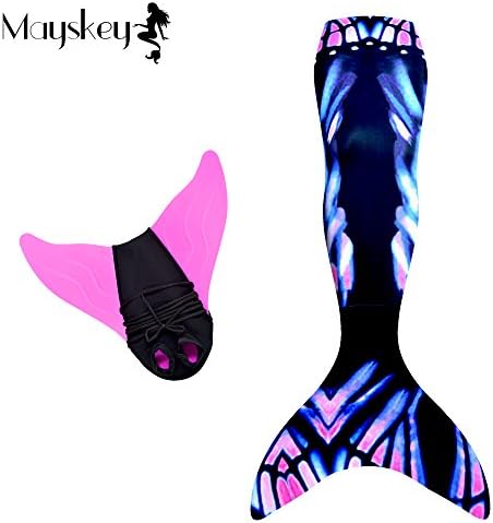 Mayskey Mermaid Tail For Swimming With Monofin - Mermaid Tail Swimsuit For Girls 2PCS Sets (Dark 2, Adult Medium)