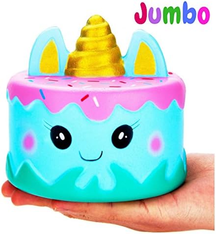 KEOLA Squishies Slow Rising | Jumbo Narwhal Unicorn Squishy Cake Toy | Kawaii Soft Cream Scented Toys | Stress Anxiety Relief Squeeze Gift | Charms | Props (blue)