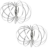 Orion Kinetic Rings: Flow Toy, Fidget Slinky, Stainless Steel Springs, 3D Sculpture - 2-for-1 Special Pricing with Bonus Drawstring Carrying Bag - 2-Pack + Free Blue LED Keychain Flashlight