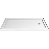 DreamLine SlimLine 30 in. D x 60 in. W x 2 3/4 in. H Right Drain Single Threshold Shower Base in White, DLT-1130602