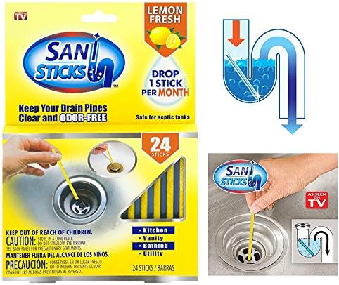 Sani Sticks 24 Sticks, Keeps Drains and Pipes Clear and Odor Remover